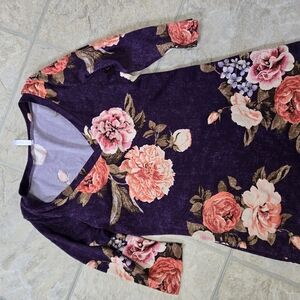 Piphany Floral Long Sleeve Tee - Purple and Pink
